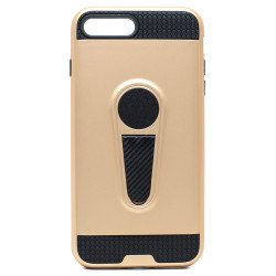 iPhone 8 Plus / 7 Plus Metallic Plate Stand Case Work with Magnetic Mount Holder (Gold)